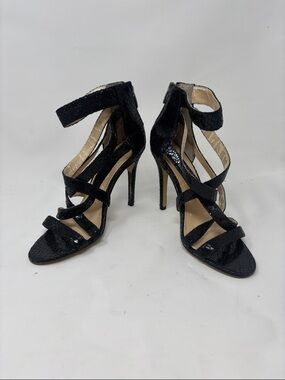 Enzo Angiolini Black Strappy Stiletto Heels